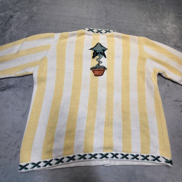 Vintage Quacker Factory Sweater Womens 1X Stripe Cardigan Embroidered 90s - Picture 8 of 9